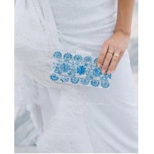 Ashley McCormick acrylic blue floral clutch